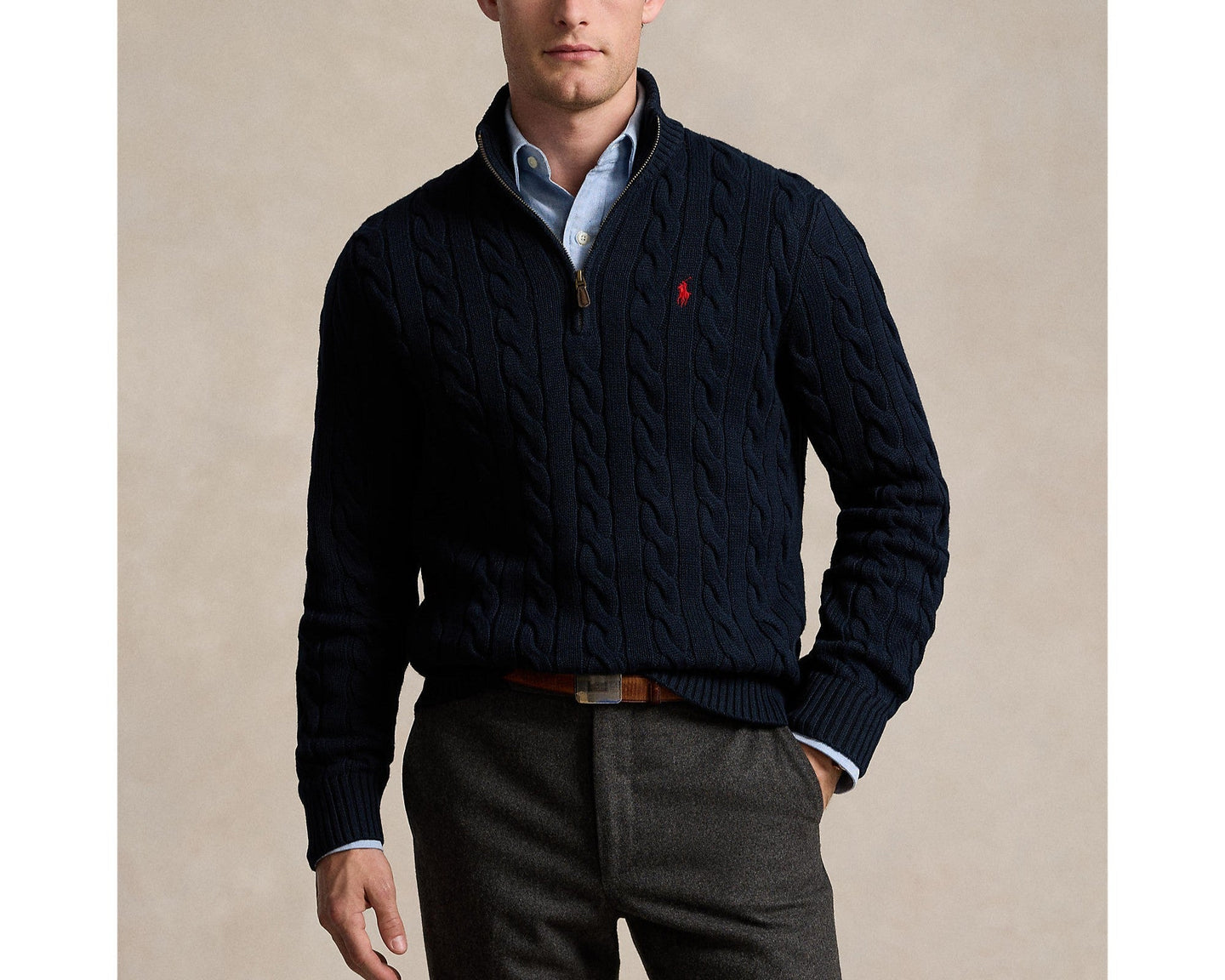 Capsule Wardrobe Guides Focused on Value and Versatility featuring a stylish navy cable knit sweater