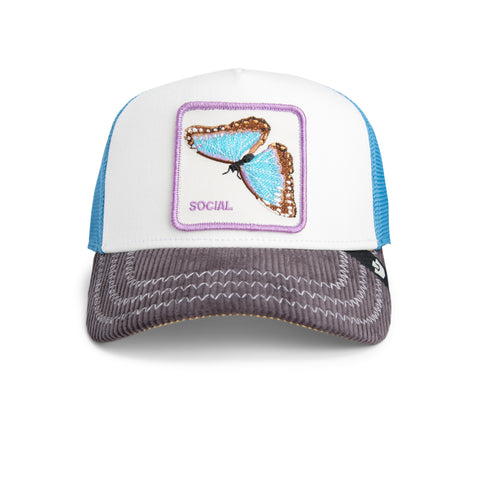 Goorin - Animal Trucker Cap - Social Butterfly - Blue, Cream, Yellow Multi
