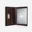 Jekyll and Hide - Zip Around A4 Tablet Folder - Tan | Coffee | Black open with 13" laptop and card slots.