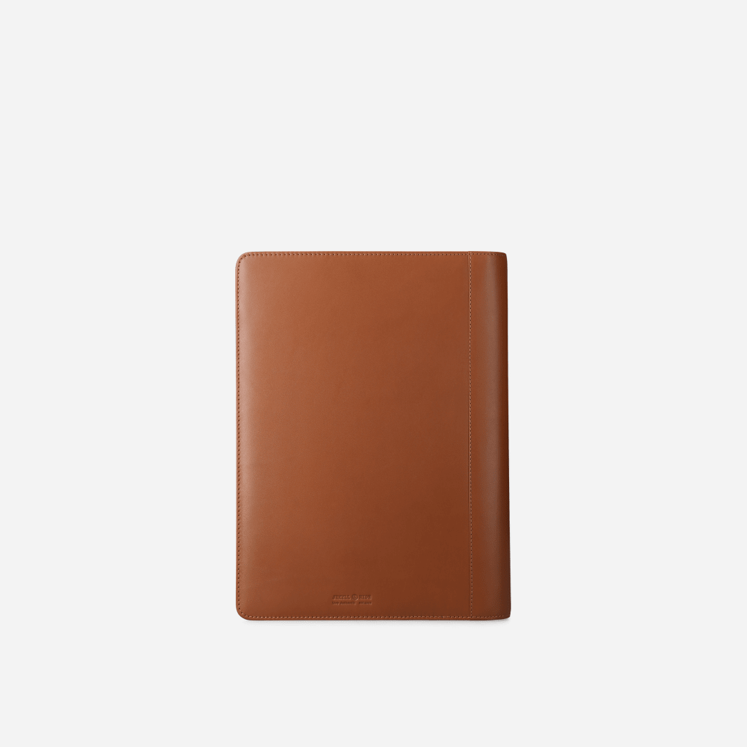 Jekyll and Hide - Zip Around A4 Tablet Folder - Tan | Coffee | Black in brown leather finish, ideal for carrying important documents.
