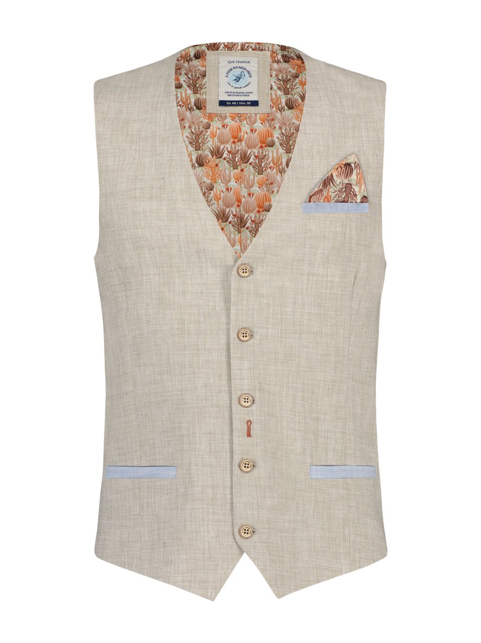 A Fish Named Fred - Waistcoat - Linen Look - Natural
