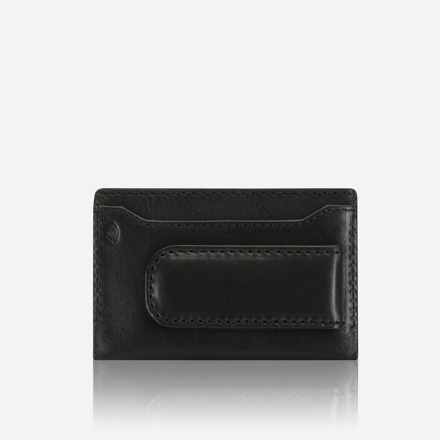 Jekyll and Hide - Money Clip Card Holder - Black | Mocha | Tan in sleek black leather with RFID protection.
