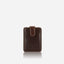 Jekyll and Hide - Compact Tab Card Holder - Black | Mocha | Tan in dark brown leather with minimalist design.
