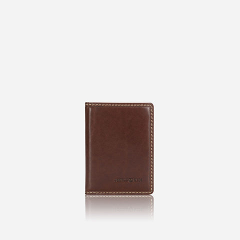 Jekyll & Hide - Slim Elasticated Card Holder - Mocha | Black | Tan, stylish brown leather wallet with distinctive stitching.