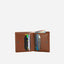 Jekyll and Hide - Slim Bifold Card Holder With Coin Purse - Black | Tan | Mocha opened displaying card slots and a coin pocket.