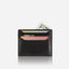 Jekyll and Hide - Leather Card Holder - Black | Mocha | Tan showcasing RFID functionality with credit cards and cash.