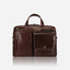 Jekyll and Hide - Medium Laptop Briefcase - Colt | Mocha in rich mocha leather with multiple compartments and zippers.