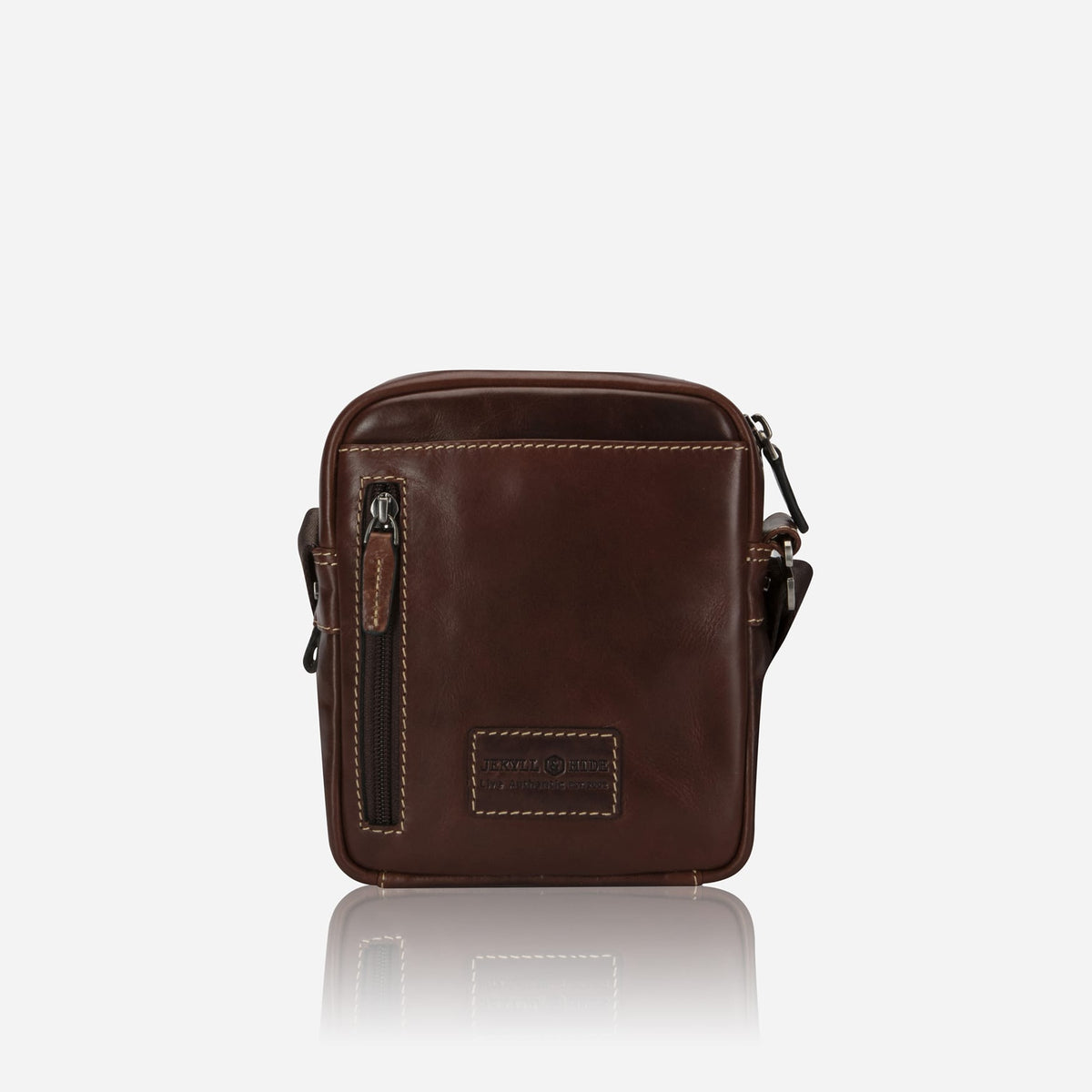 Jekyll and Hide - Small Crossbody Organiser - Mocha | Tan | Black in brown leather with zip closure.