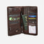 Jekyll and Hide - Large Zip-Around Travel And Passport Organiser - Tan | Mocha | Black, open view with slots for cards and passport.