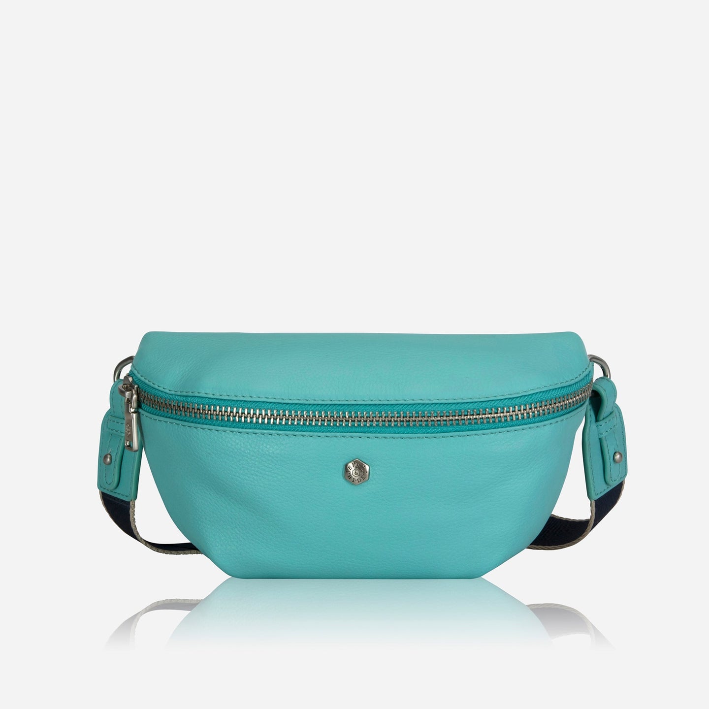 Jekyll and Hide - Womens Osaka Slim Leather Waist Bag - Tan and Multiple Colours in turquoise color.