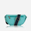 Jekyll and Hide - Womens Osaka Slim Leather Waist Bag - Tan and Multiple Colours in teal with navy strap.