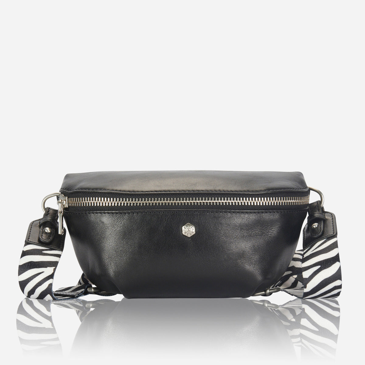 Jekyll and Hide - Womens Osaka Slim Leather Waist Bag - Tan and Multiple Colours featuring a sleek black design.