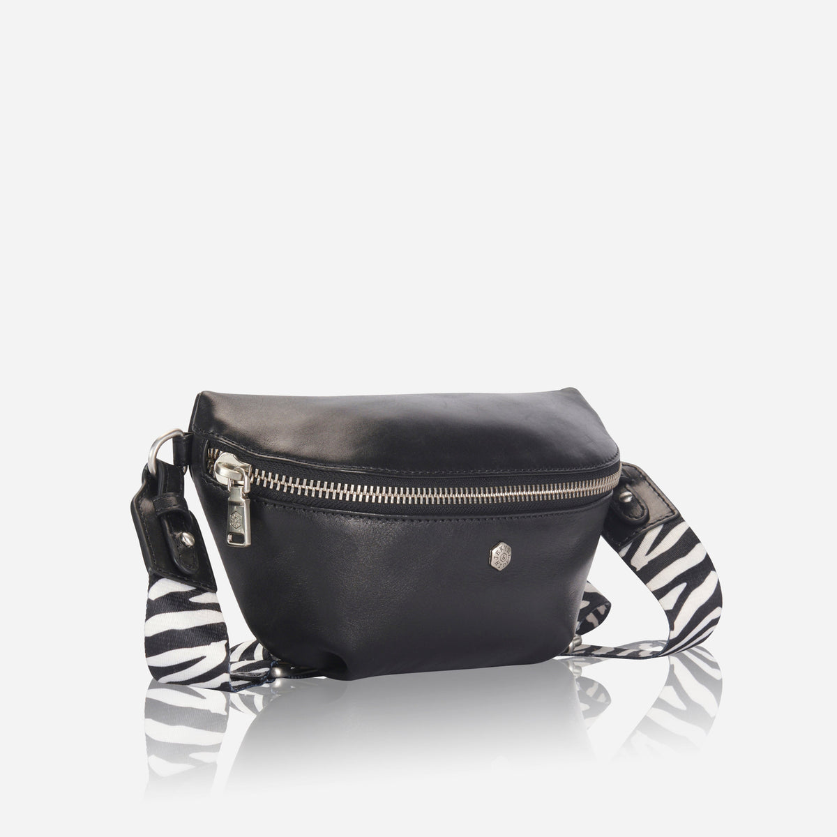 Jekyll and Hide - Womens Osaka Slim Leather Waist Bag - Tan and Multiple Colours with stylish zebra strap