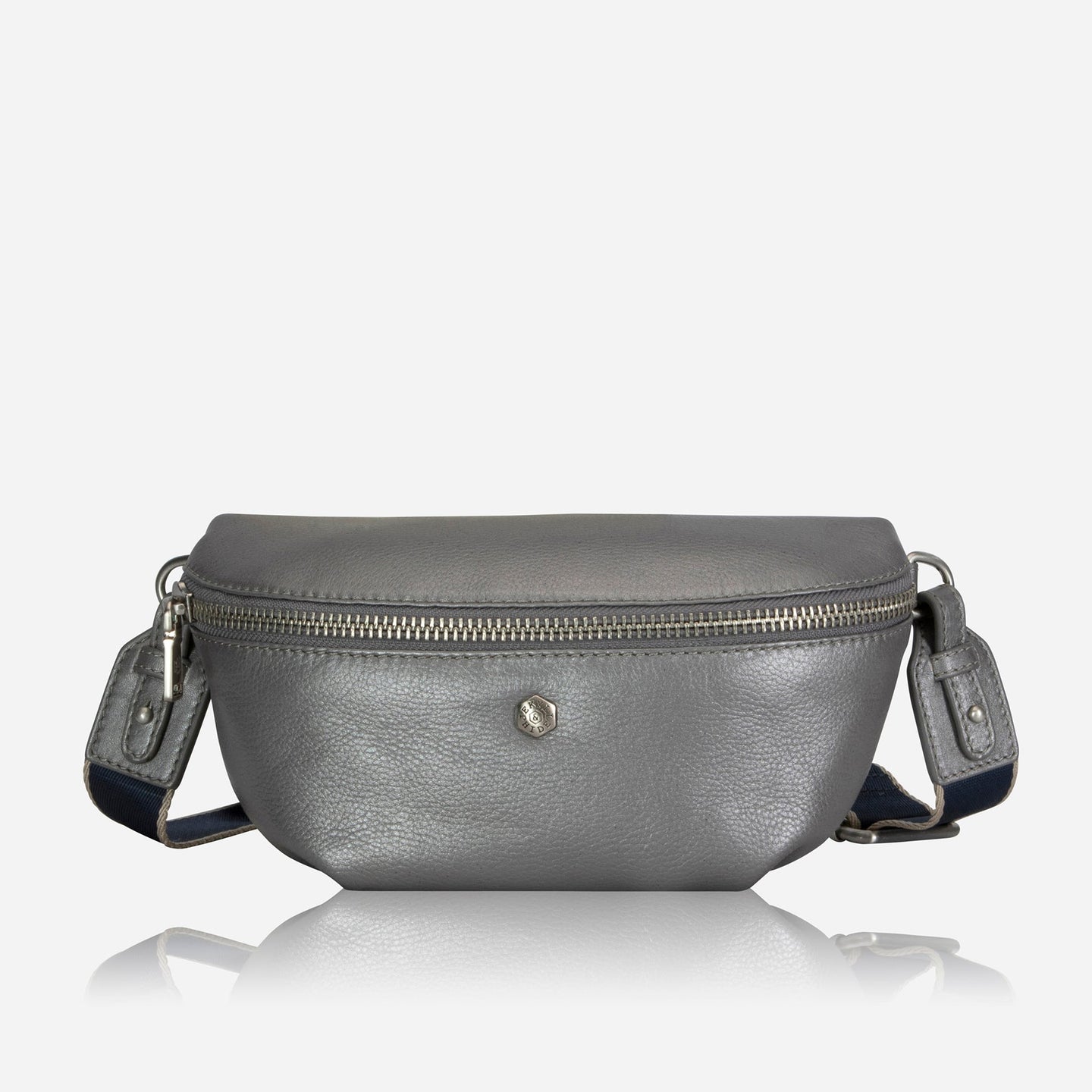 Jekyll and Hide - Womens Osaka Slim Leather Waist Bag - Tan and Multiple Colours in grey leather with adjustable strap.