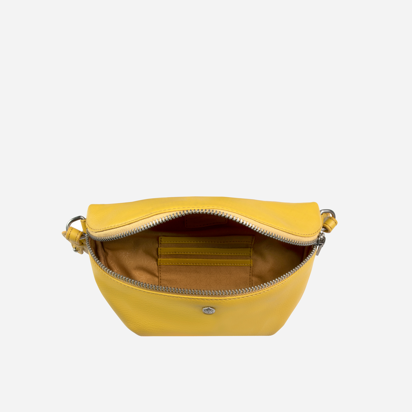 Jekyll and Hide - Womens Osaka Slim Leather Waist Bag - Tan and Multiple Colours interior view showcasing organization