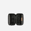 Jekyll and Hide - Compact Zip Around Cable Pouch - Tan | Black | Mocha, open view showcasing storage compartments.