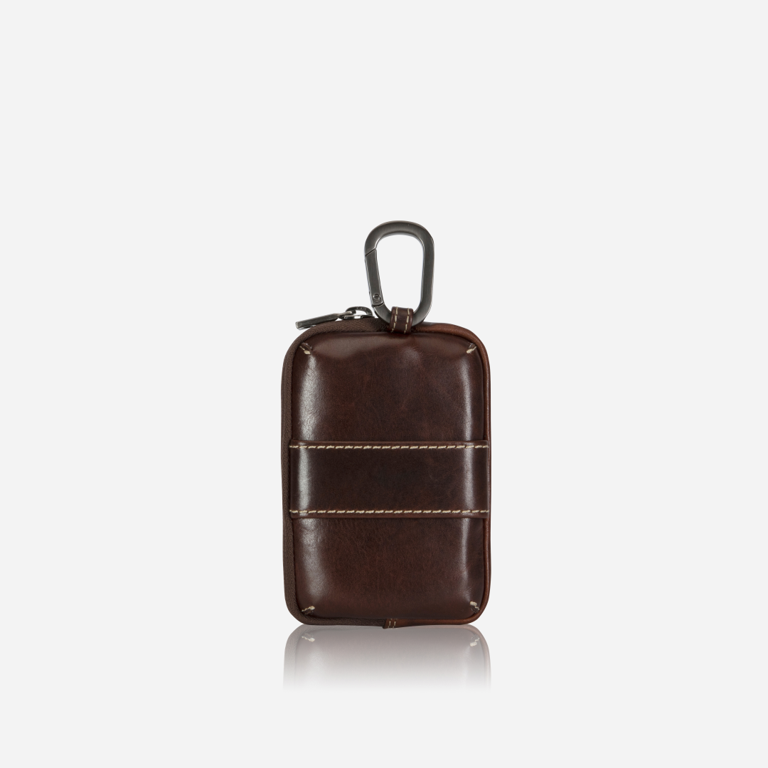 Jekyll and Hide - Men's Utility Pouch - Black | Mocha, stylish leather pouch with attachment clip for essentials.
