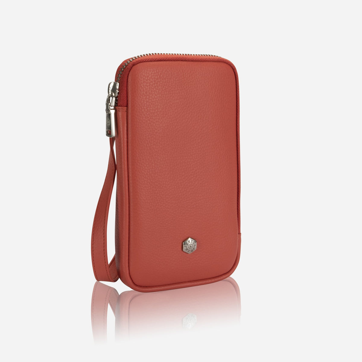 Jekyll and Hide - Mobile Phone Pouch With Strap - Black | Tan | Multiple Colours in stylish red leather design.