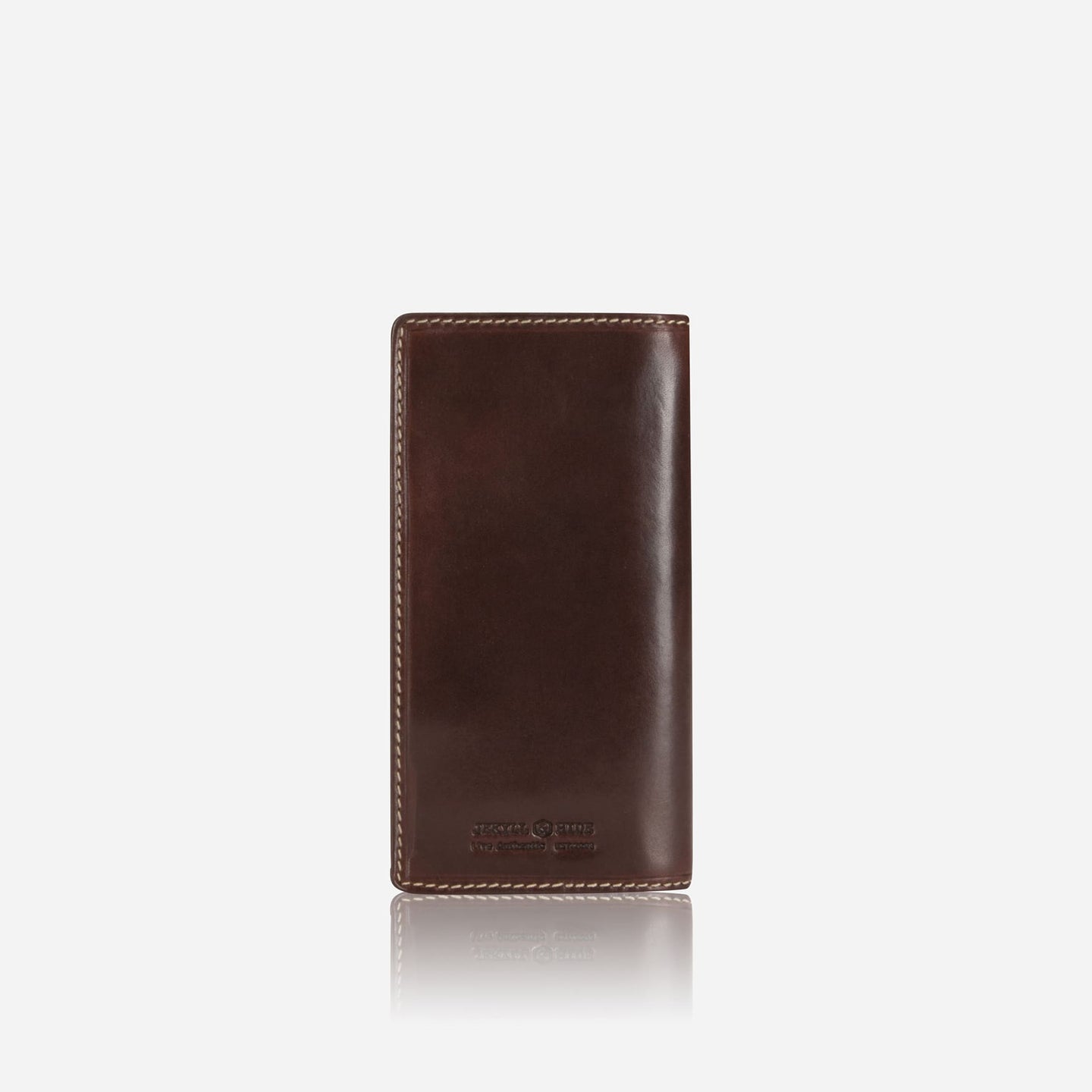 Jekyll and Hide - Large Travel And Mobile Wallet - Tan | Mocha | Black in sleek brown leather, featuring card and cash compartments.