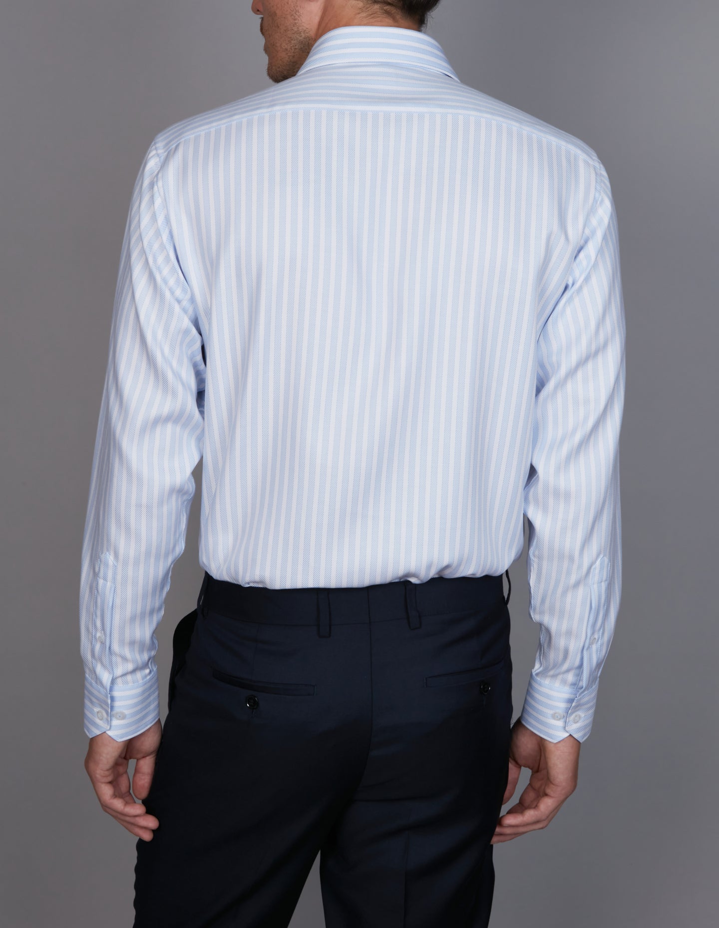 Abelard - Long Sleeve Business Shirt - Oxford - Stripe - Sky Blue & White