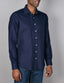 Abelard - Long Sleeve Sports Shirt - Textured - Navy