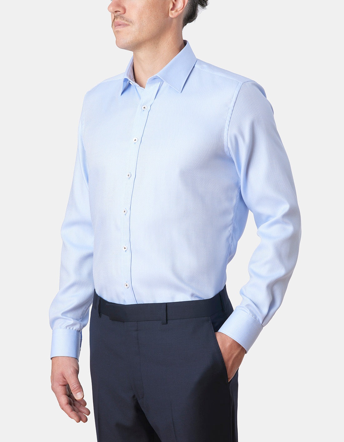 Abelard - Long Sleeve Business Shirt - Patterned - Sky Blue