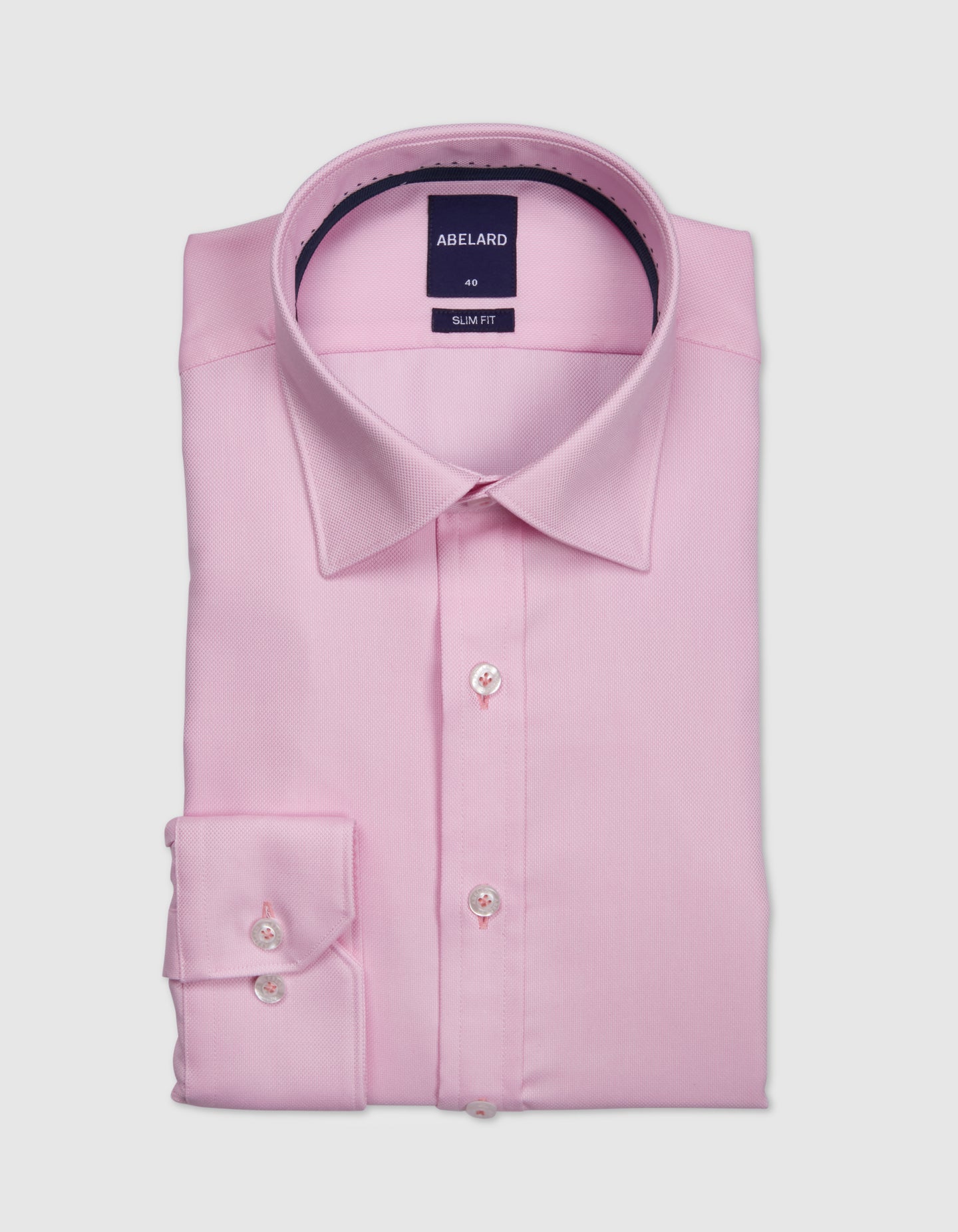 Abelard - Long Sleeve Business Shirt - Textured - Pink