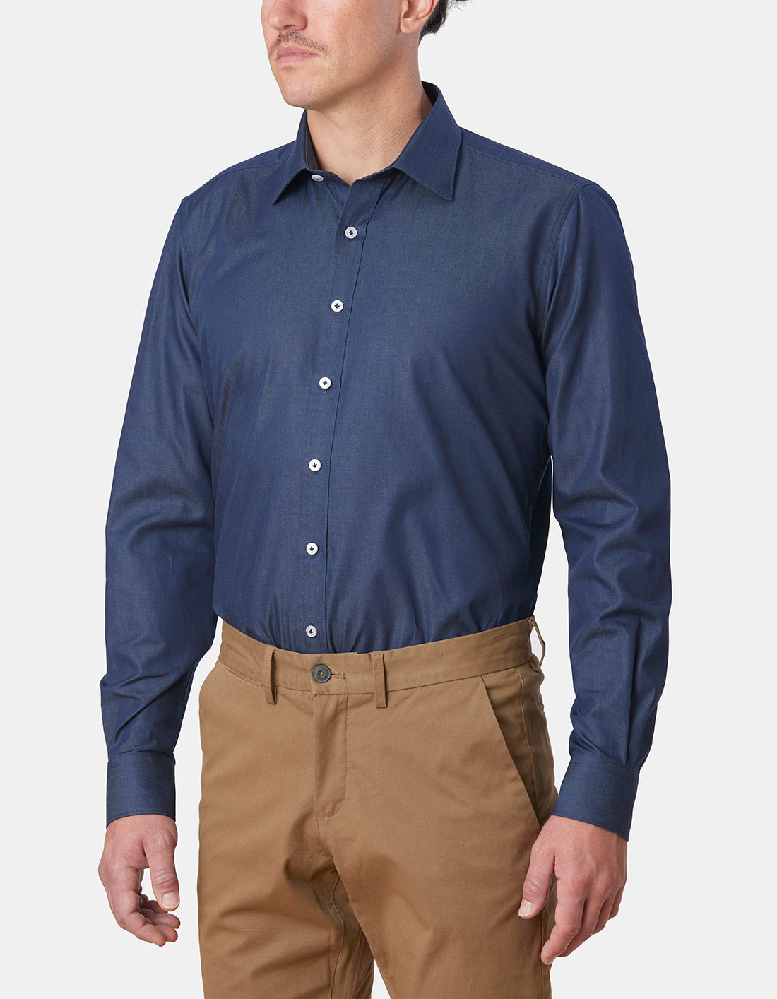 Abelard - Long Sleeve Business Shirt - Denim Blue
