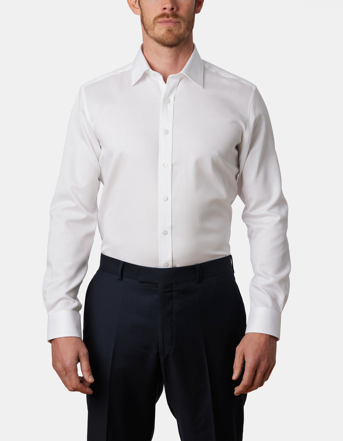 Abelard - Long Sleeve Business Shirt - Textured - White