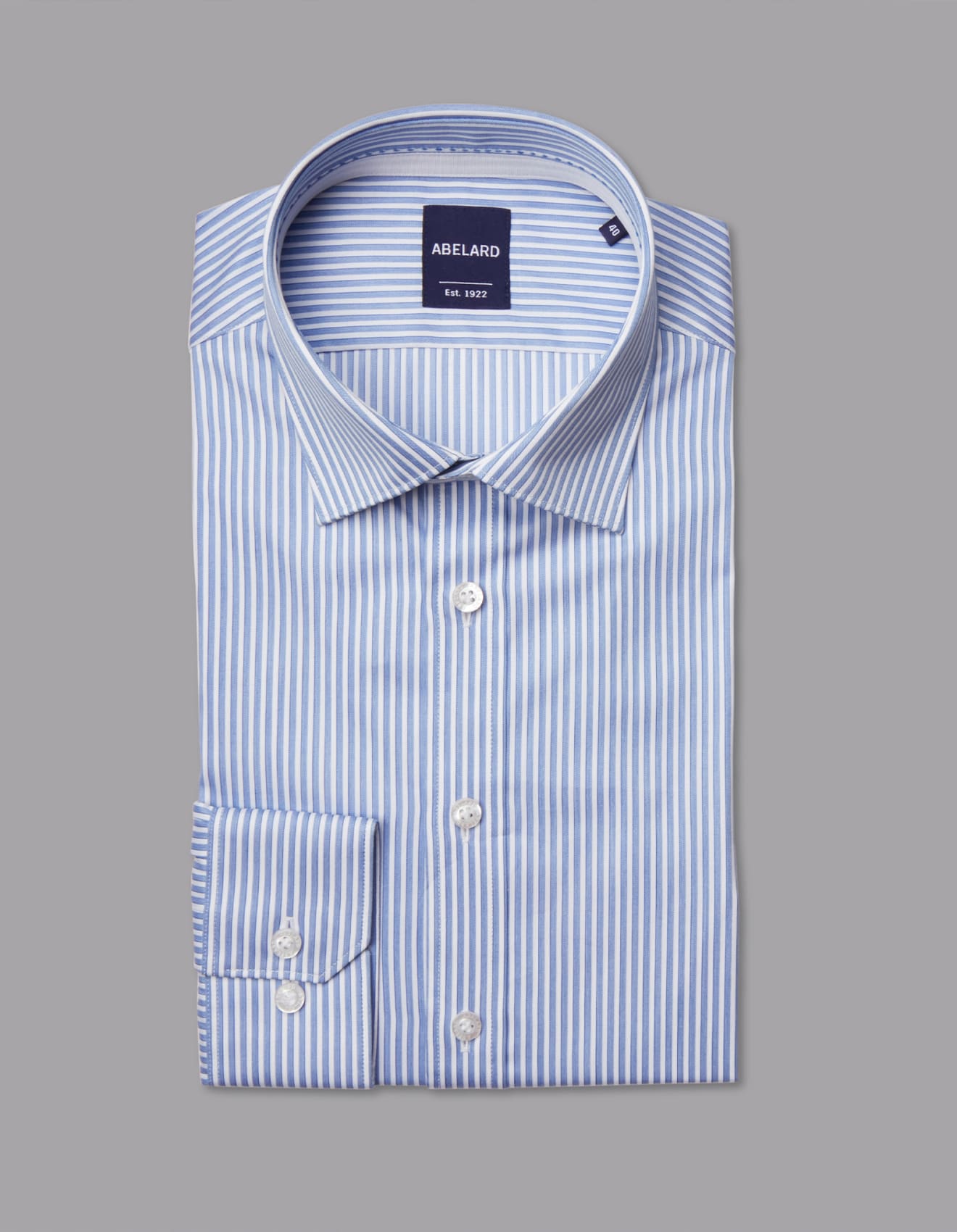 Abelard - Long Sleeve Business Shirt - Stripe - Royal Blue & White