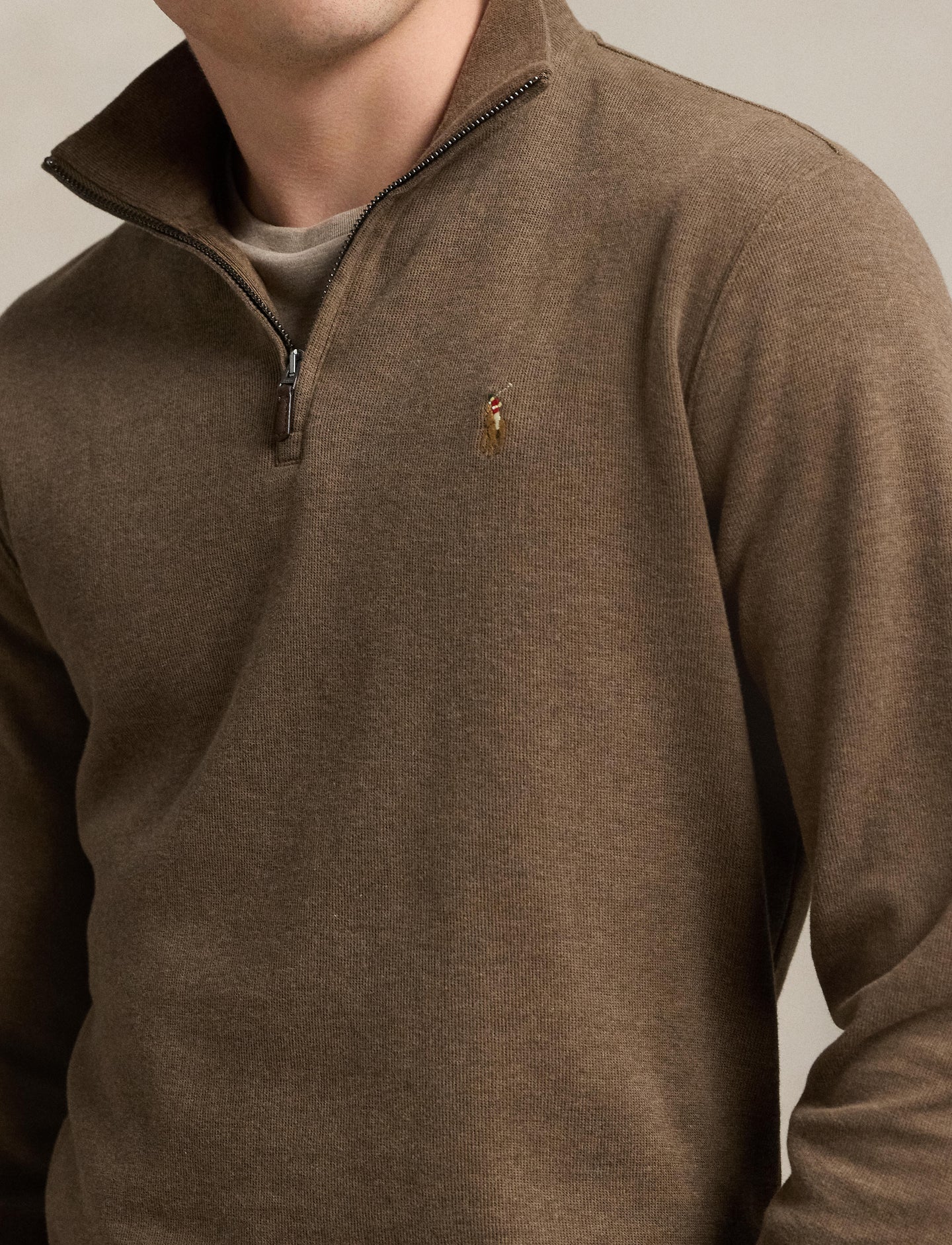 Polo Ralph Lauren - Premium Estate-Rib Knit Quarter Zip Jumper - Chestnut