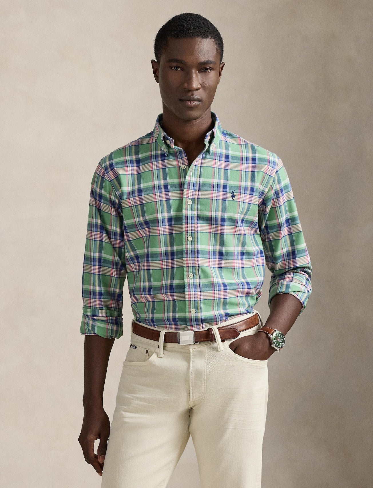 Polo Ralph Lauren - Custom Fit Tattersall Oxford Shirt - Multi Green/Pink