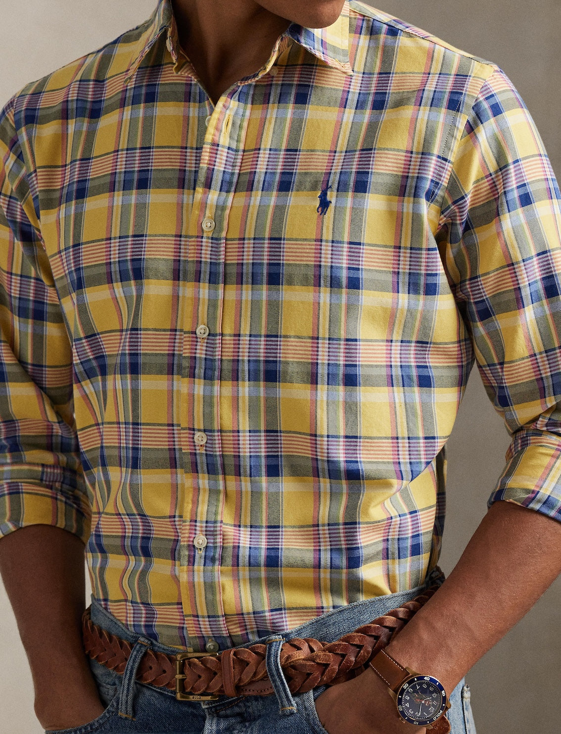 Polo Ralph Lauren - Custom Fit Tattersall Oxford Shirt - Multi Yellow/Pink