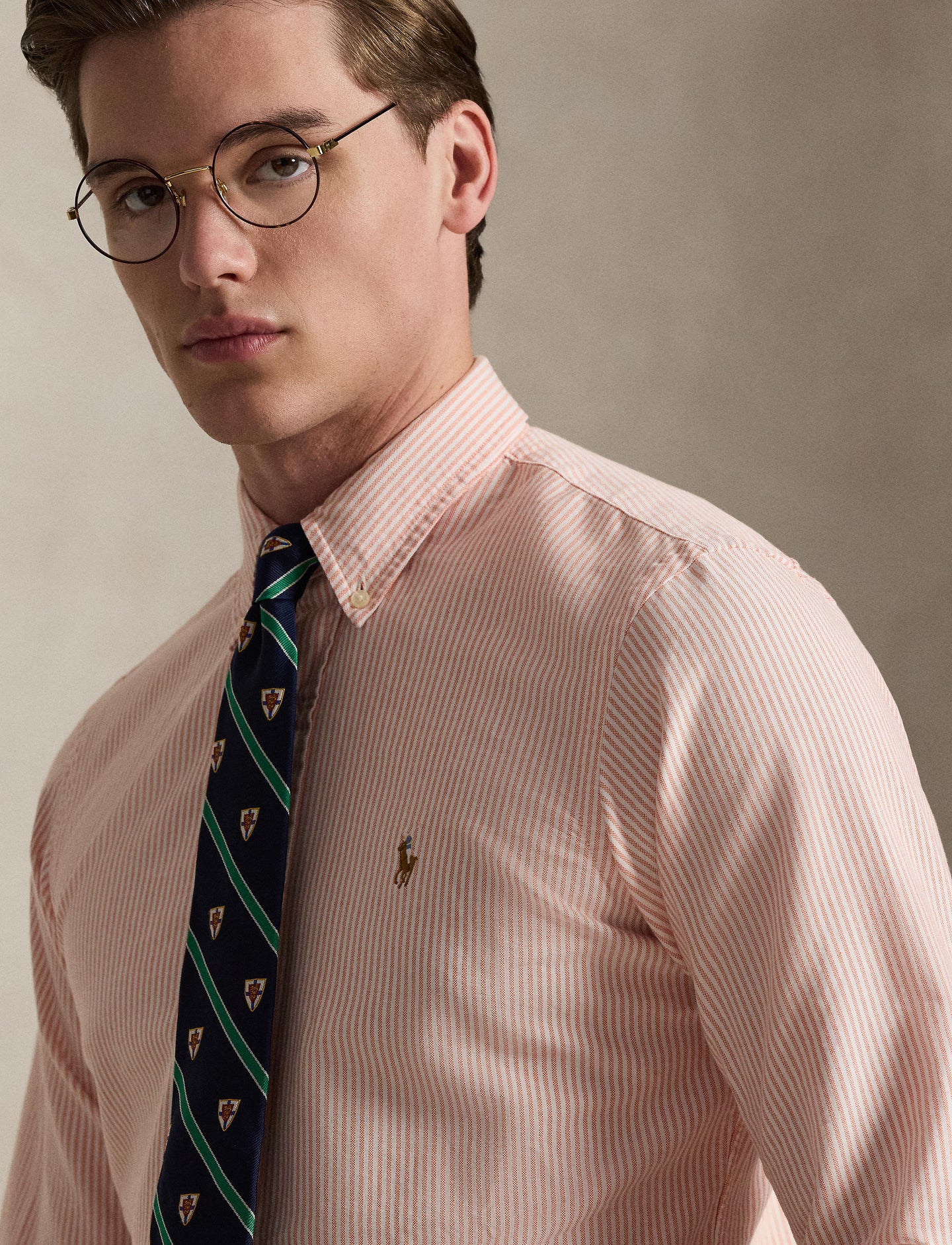 Polo Ralph Lauren - Oxford Shirt - Stripe - Custom Fit - Peach/White
