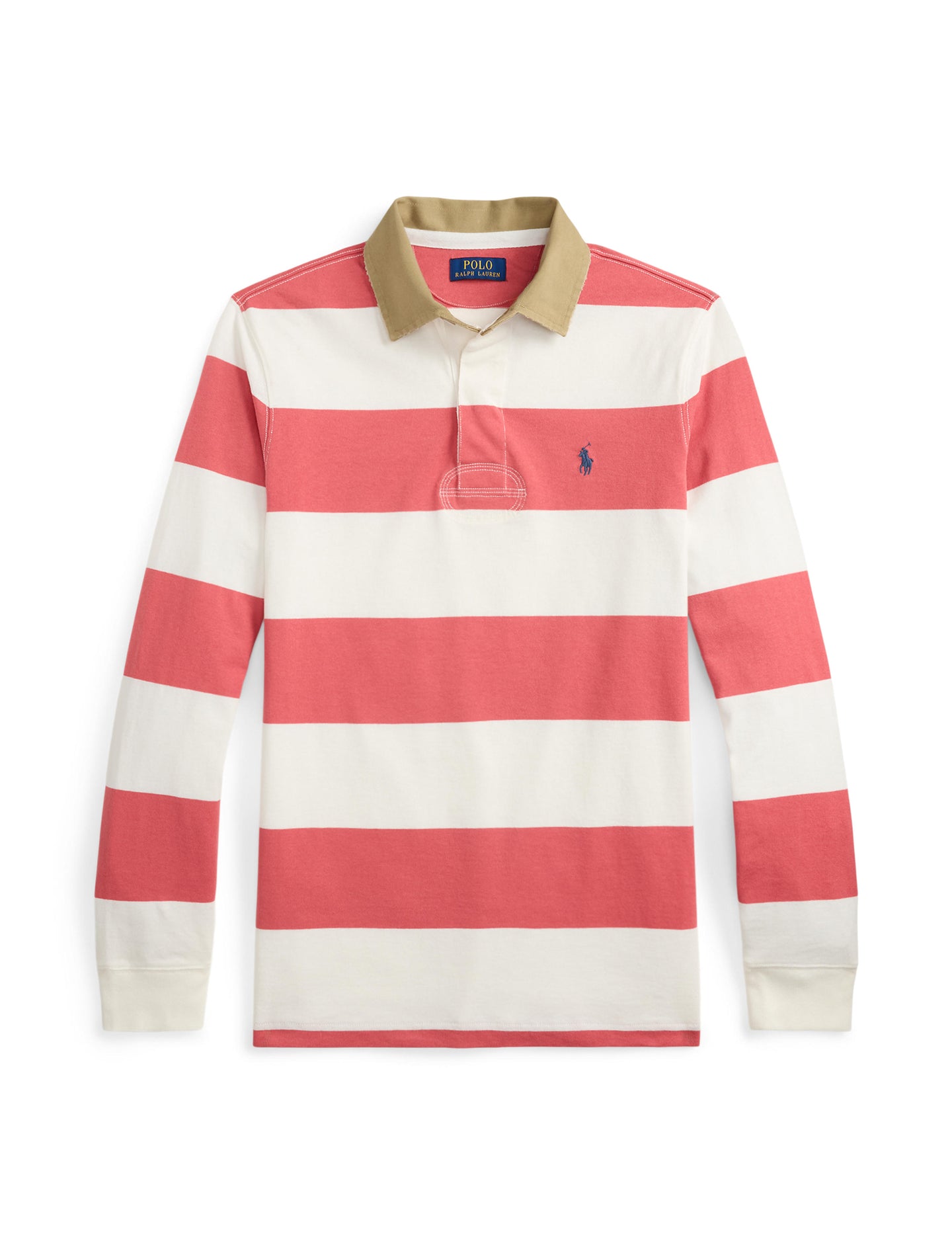 Polo Ralph Lauren - Knit Rugby Shirt - Khaki-Collar - Striped - Red/White