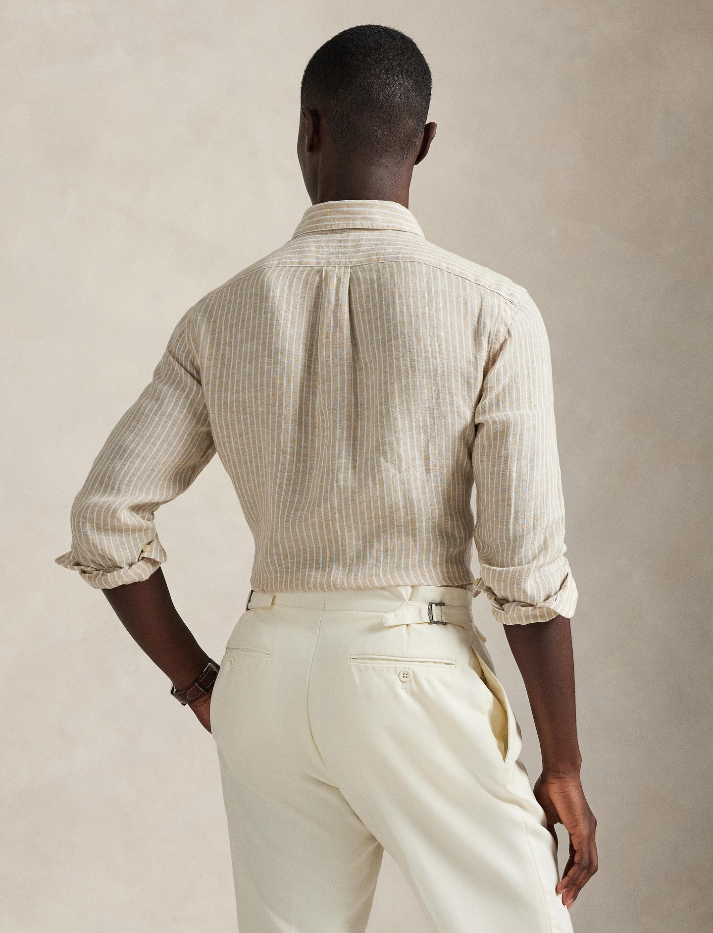Polo Ralph Lauren - Linen Shirt - Custom Fit - Stripe - Beige/White