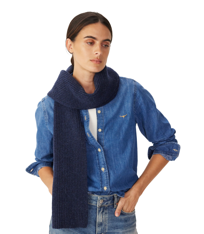 R.M.Williams - Bowen Slim Merino Wool Scarf - Indigo