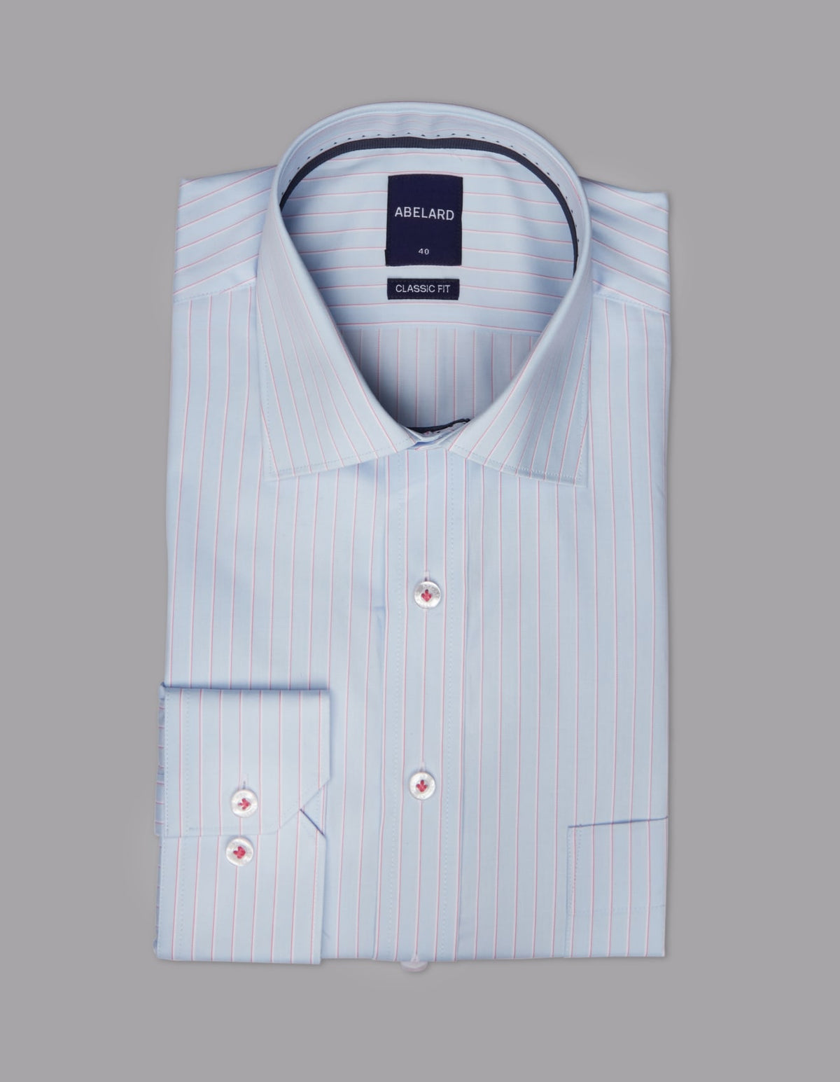 Abelard - Long Sleeve Business Shirt - Stripe - Sky Blue & Pale Pink