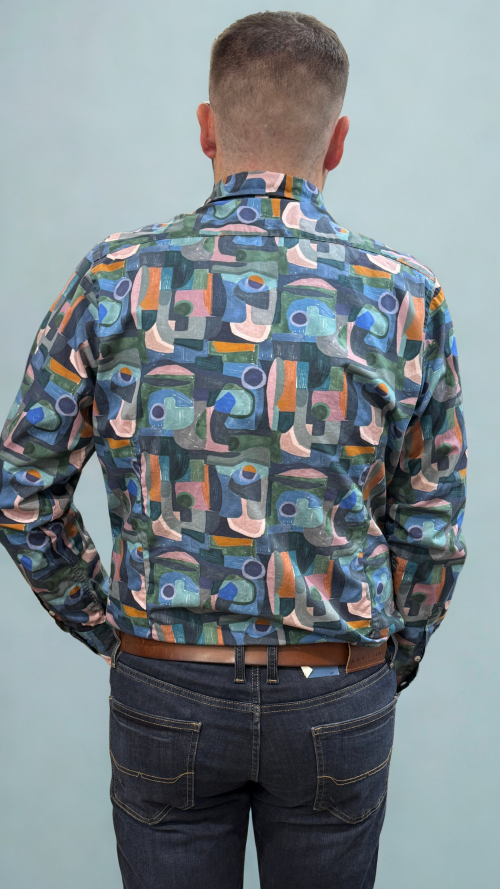 Altemflower - Positano Poplin Shirt - Geometric - Blue
