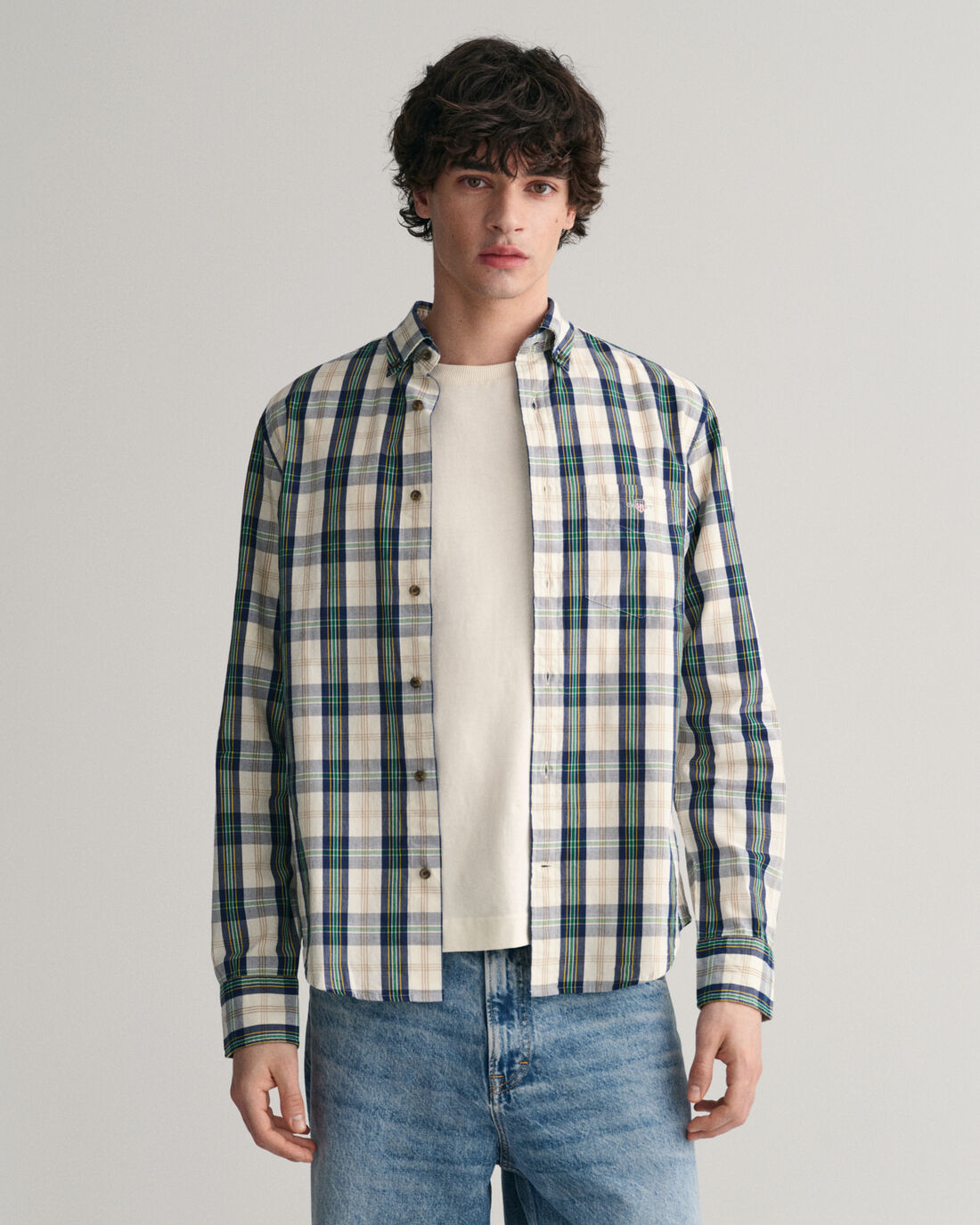GANT - Poplin Shirt - Check - Archive Shield - Eggshell