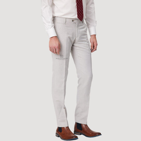 Savile Row - Jesse SL3 Wool/Linen Blend Trouser - Salt, featuring a tailored fit and elegant design, showcased against a neutral background.