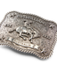 R.M.Williams - Cloudbuster Trophy Belt Buckle - Antique Silver Finish featuring a horse design and intricate details.