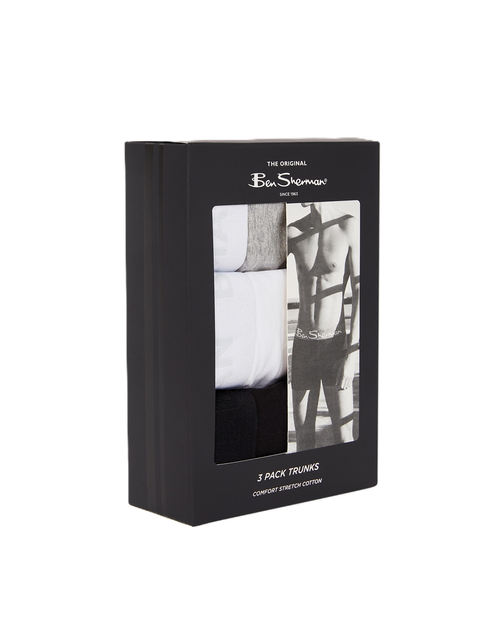 Ben Sherman - 3 Pack Tonal Block Trunks - Black, White, Grey