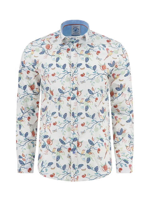 A Fish Named Fred - Birdy Blooms LS Shirt - White