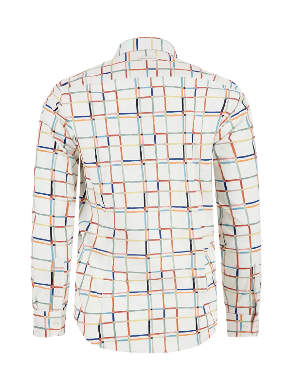 A Fish Named Fred - Line Art LS Check Shirt - White/Multi