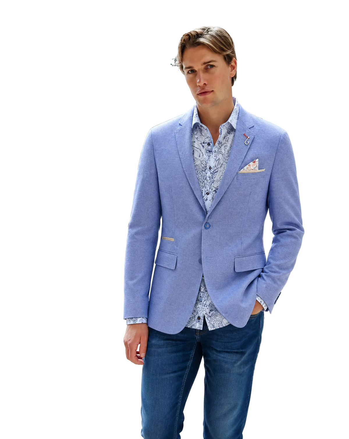A Fish Named Fred - Blazer Mélange Piqué Sports Coat - Blue