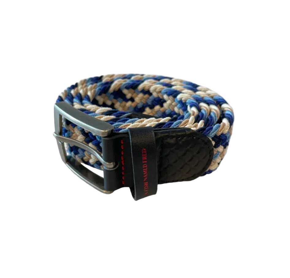 A Fish Named Fred - Braided Stretch Belt - Blue Multi