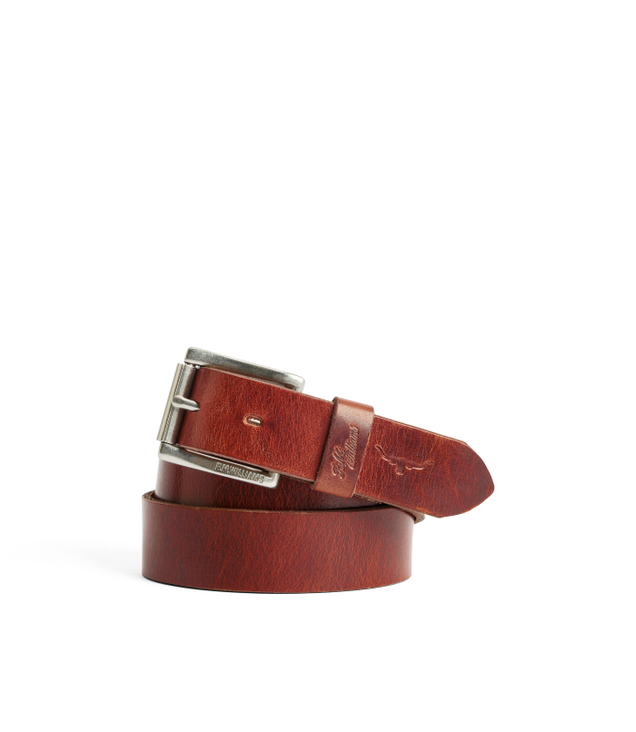 R.M.Williams - Berwick Belt - Polished Nickel Roller Buckle - Mid Brown