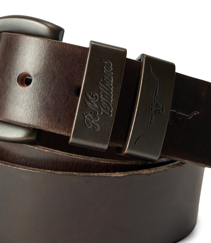 R.M.Williams - Drover Belt - Matt brown Hardware - Walnut
