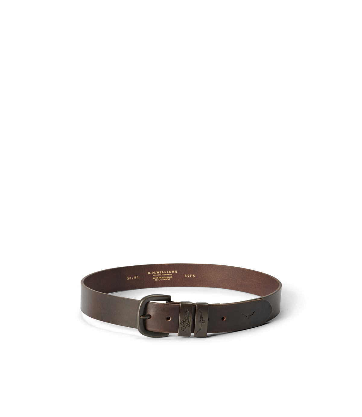 R.M.Williams - Drover Belt - Matt brown Hardware - Walnut